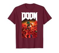 Doom Full Color Cover Art Retro Video Game T-Shirt, Herren, Kastanienbraun, M