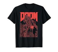 Doom Red Sketched Cover Art Retro Video Game T-Shirt, Herren, Schwarz, 6XL