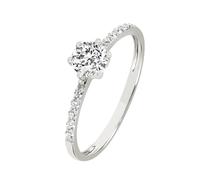 DOOSTI Antragsring/Verlobungsring aus 585/- Weissgold mit 11 hochwertigen Moissanite Steinen (56)