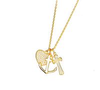 DOOSTI Damen Halskette GLAUBE, LIEBE, HOFFNUNG 925/- Silber Gelbgold vergoldet