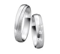 DOOSTI Ehering/Partnerring/Trauring FROSTED Silber 925/- hochwertiger Silberring - Damen und Herren Variante - mit Gratis Gravur (Ring mit Stein, 56)