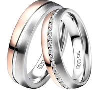 DOOSTI Ehering/Partnerring/Trauring HOPE BICOLOR Chirurgischer Edelstahl 316L - Damen und Herren Variante - mit Gratis Gravur