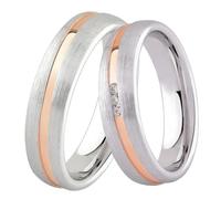 DOOSTI Ehering/Trauring/Partnerring Bicolor - Silber 925/- Silber Ring - Rosegold hochwertiger Bicolor Silberring - Damen und Herren Variante - Mit Gratis Wunschgravur (Ring ohne Stein, 52)