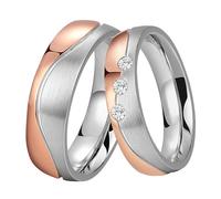 DOOSTI Partnerring/Trauring HIGHLIGHT - BICOLOR Chirurgischer Edelstahl 316L Rose vergoldet - Damen und Herren Variante (Ring ohne Stein, 60)