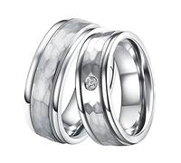 DOOSTI Partnerringe/Trauringe Chirurgischer Edelstahl 316L Hammerschlag - inkl. Gratis Gravur