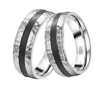 DOOSTI Partnerringe/Trauringe Strong chirugischer Edelstahl mit Carbon - inkl. Gratis Gravur