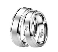 DOOSTI Ring für Damen Herren Partnerring Edelstahl/Trauring - BEAUTIFUL Chirurgischer Edelstahl - inkl. Gratis Gravur (Ring ohne Stein, 60)