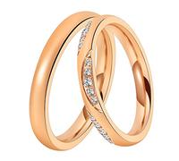 DOOSTI Trauring/Ehering/Partnerring INSPIRATION ROSE Chirurgischer Edelstahl 316L - hochwertiger Edelstahlring Rosegold vergoldet- Damen und Herren Variante - Mit Gratis Gravur (Ring mit Zirkonia, 52)