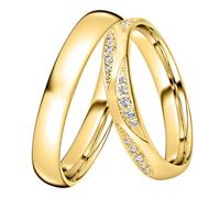 DOOSTI Trauring/Ehering/Partnerring - Silber 925/- Silber Ring - hochwertiger Silberring Gelbgold vergoldet- Damen und Herren Variante - Mit Gratis Wunschgravur (Ring mit Zirkonia, 48)