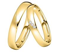 DOOSTI Trauring/Partnerring/Ehering - Silber 925/- Silber Ring - hochwertiger Silberring Gelbgold vergoldet- Damen und Herren Variante - Mit Gratis Wunschgravur (Ring ohne Zirkonia, 58)
