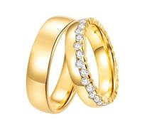 DOOSTI Trauringe/Eheringe CROWN Silber 925/- hochwertig gelbgold vergoldet - inkl. Gratis Gravur