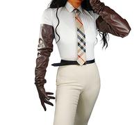 DooWay Damen Mode Super Lange Lederhandschuhe Oversize Lose Schulterlänge PU 35 Zoll Erwachsene Unisex, Coffee, Mittel