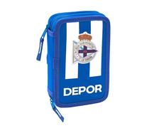 Doppel-Federtasche R. C. Deportivo de La Coruña Blau Weiß 12.5 x 19.5 x 4 cm
