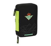 Doppel-Federtasche Real Betis Balompié Schwarz Neongrün 12.5 x 19.5 x 4 cm (28 Stücke)