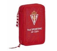 Doppel-Federtasche Real Sporting de Gijón Rot 12.5 x 19.5 x 4 cm (28 Stücke)