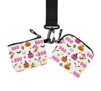 Doppel-Münzgeldbörse, Kreditkartenetui, Geldorganizer | Mini-Mode, mit Schlüsselanhänger, 2 Stück, Lebensmitteleinkäufe, niedlicher Halloween-Boo Western
