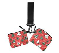 Doppel-Münzgeldbörse mit Weihnachtsbaum, Kreditkartenetui, großes Fassungsvermögen, Kartenhalter mit Reißverschluss, Münzfach für Damen, 2 Packungen, Roter und grüner Weihnachtsbaum, 1 size, Casual