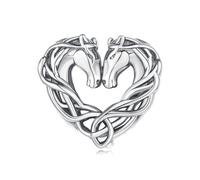 Doppel Pferd Keltische Knoten Charms 925 Sterling Silber Liebe Herz Unendliche Perle Passt Pandora Armband Halskette für Frauen