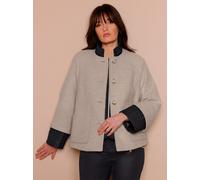 Doppeljacke CREATION L PREMIUM, Damen, Gr. 46, beige (beige, schwarz), 65% Wolle, 30% Polyester, 5% Polyamid, Besatz:78% Polyester, 22% Polyamid, unifarben, Jacken (60370510-46) beige, schwarz