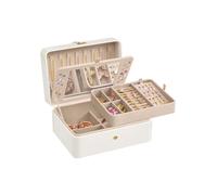 Doppellagige Schmuckschatulle mit Spiegel und flexiblem Tablett wolkenweiß