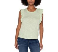 Doppellagiges Flammgarn mit Flatterärmeln, gestrickt in Celadon L