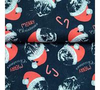 Doppelmoppel Weihnachtsstoff Baumwollstoff Katzen Webware schwarz | 14,90 EUR/m