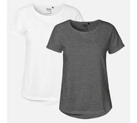 Doppelpack Neutral® Ladies Roll Up Sleeve T-Shirt Weiss / Dunkelgrau meliert L