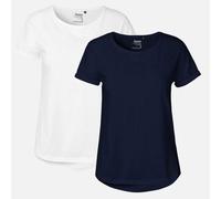 Doppelpack Neutral® Ladies Roll Up Sleeve T-Shirt Weiss / Navy M