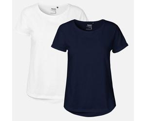 Doppelpack Neutral® Ladies Roll Up Sleeve T-Shirt Weiss / Navy M