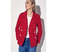 Kurzjacke STREET ONE, Damen, Gr. 46, rot (strong rot), Stoff, Obermaterial: 62% Polyester, 38% Baumwolle; Futter: 100% Polyester, unifarben, gerade normal, V-Ausschnitt, Bündchen, Jacken Kurzjacke, mi