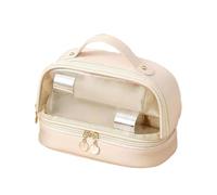 Doppelschichtige Make-up-Tasche, wasserdicht, PU-Kulturbeutel, transparent, PVC, große Kapazität, Make-up-Tasche, Reise-Kulturbeutel, weiß, 1 Stück