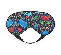 Doppelseitige Schlafmaske, Motiv: Ozean, Wal, Fische, Oktopus, weich, bequem, lichtblockierend, Augenabdeckung für Nachtruhe