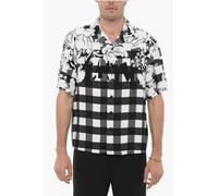 Doppelt gemustertes Hemd im Boxy Fit in Schwarz und Weiß S