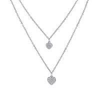Doppelte Halskette aus Silber 925 mit Herzanhängern mit Brilliance Zirconia