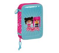 Doppelter Etui - Safta - Pinypon - Blau Rosa - 12.5x19.5x4 cm - 28 Teile - Polyester - Karikatur - M854