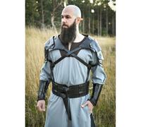 Battle-Merchant - Doppelter Ledergürtel Balor, schwarz - Mittelalter Leder-Gürtel - LARP, Cosplay (Schwarz, L/XL)