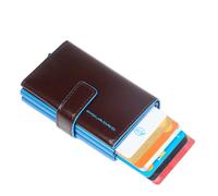 Doppeltes Compact Wallet für Kreditkarten mit Schiebesystem Piquadro Blue Square, Dunkelbraun - Farb-Varianten: Dunkel Braun
