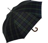 Doppler Manufaktur Herren Stockschirm Diplomat kariert blau-grün mit echtem Holzgriff