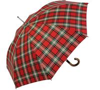 Doppler Manufaktur Herren Stockschirm Diplomat kariert rot-grün mit echtem Holzgriff