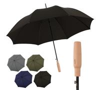 Doppler Nature Stick Regenschirm Automatik großer Stockschirm mit Holzgriff | Schirmdach aus rPET Material, FSC zertifizierter Holzgriff, wasser- & schmutzabweisend