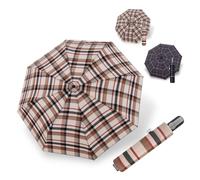 Doppler Protect Duo Regenschirm in Karo beige I Stabiler Taschenschirm I Auf- / Zu-Automatik I Leicht zu Öffnen & zu Schließen I Carbonsteel-Technik I Robust & sicher bei Regen & Wind