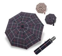 Doppler Protect Duo Regenschirm in Karo blue I Stabiler Taschenschirm I Auf- / Zu-Automatik I Leicht zu Öffnen & zu Schließen I Carbonsteel-Technik I Robust & sicher bei Regen & Wind