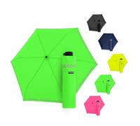 Doppler Regenschirm Safety Reflect in neon green I Regenschirm mit reflektierendem Rand I Mini Schirm mit passender Schirmtasche I Kinderschirm reflektierend