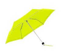 Doppler Regenschirm Safety Reflect in neon yellow I Regenschirm mit reflektierendem Rand & Handöffner I Mini Schirm mit passender Schirmtasche I Leichter Taschenschirm für Unterwegs