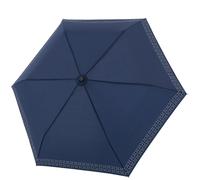 Doppler Regenschirm Safety Reflect in navy I Regenschirm mit reflektierendem Rand & Handöffner I Mini Schirm mit passender Schirmtasche I Leichter Taschenschirm für Unterwegs