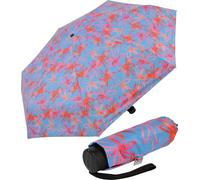 Doppler UV-Schutzschirm Carbonsteel Mini XS Damen Taschenschirm klein und stabil - Blüten orange - blau