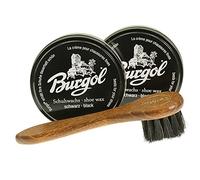Dopplpack Burgol 2x100ml Schuhwachs mit TelMo Cremebürste [Schwarz - Schwarz]