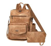 Dora & Liz Damen-Leder-Rucksack, Geldbörse, modischer Reiserucksack, Designer-Umhängetasche, Arbeitshandtasche mit Handgelenk, aprikose, Medium, Modischer Rucksack