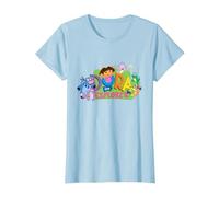 Dora the Explorer Classic Logo with Boots and Swiper T-Shirt, Damen, Himmelblau, M