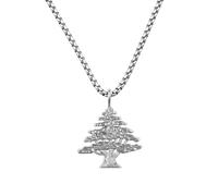 d'origine Libanon Wappen Kette Herren - Libanesisches Wappen mit Venezianerkette in Silber (Edelstahl)